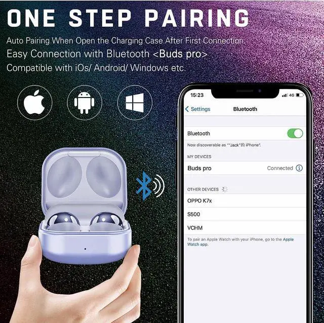 Alt view image 4 of 7 - UrbanX Street Buds Pro Bluetooth Earbuds for Kindle Paperwhite True Wireless, Noise Isolation, Charging Case, Quality Sound, Water Resistant Supports All Kindle Tablets (US Version) - Amethyst Purple