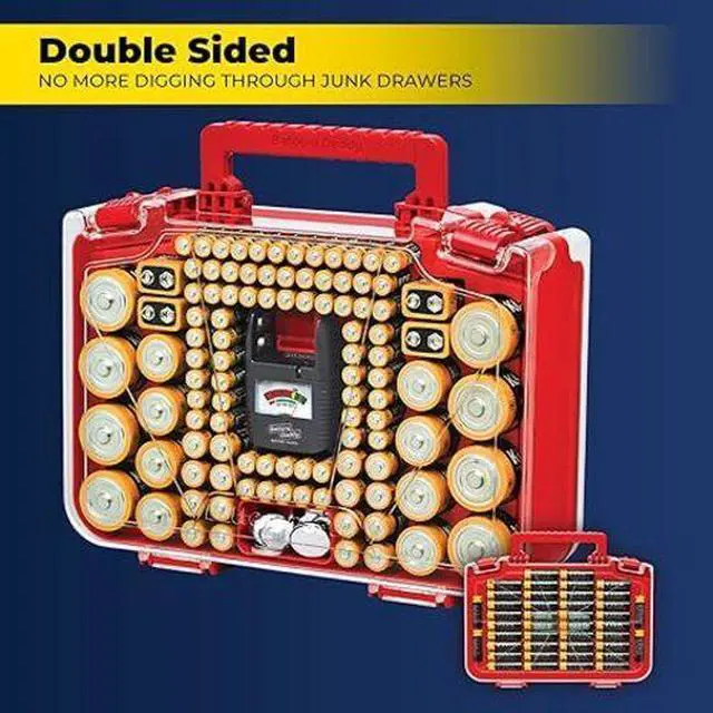 Alt view image 5 of 7 - Ontel Battery Daddy Smart  The Ultimate 150-Battery Organizer with Tester, Secure Storage & Clear View Lid  As Seen on TV