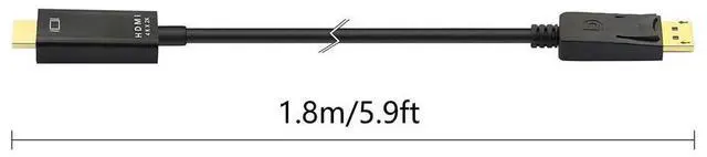 Alt view image 7 of 7 - Vszerda DisplayPort to HDMI Cable,6 Feet Gold-Plated DP to HDMI Adapter Male to Male,4K Resolution Ready for Projector,Desktop,Laptop and More