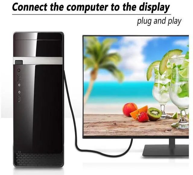 Alt view image 6 of 7 - Vszerda DisplayPort to HDMI Cable,6 Feet Gold-Plated DP to HDMI Adapter Male to Male,4K Resolution Ready for Projector,Desktop,Laptop and More