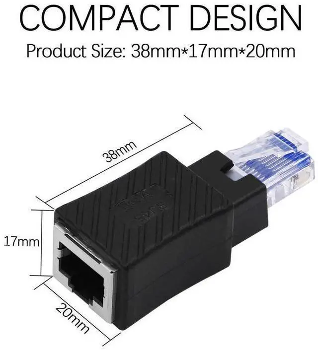 Alt view image 3 of 6 - Vszerda Cat5e/Cat6 RJ45 Ethernet Adapter2Pack Ethernet RJ45 / 8P8C Male to Female AdapterSupport Cat6 / Cat5e / Cat5 Standard LAN Cable