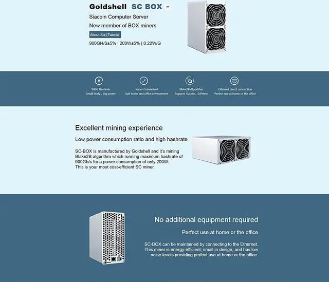 Alt view image 2 of 6 - NEW Goldshell SC BOX (With PSU) 900Gh/s Simple Mining Machine Low Noise Miner Small Home Riching