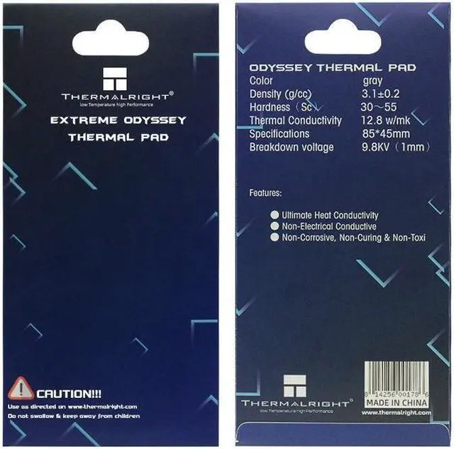 Alt view image 5 of 6 - Thermalright Extreme Odyssey Thermal Pad 12.8 W/mK Non Conductive Heat Resistance High Temperature Resistance Silicone Thermal Pads for Laptop Heatsink/GPU/CPU/LED Cooler 85*45*3mm