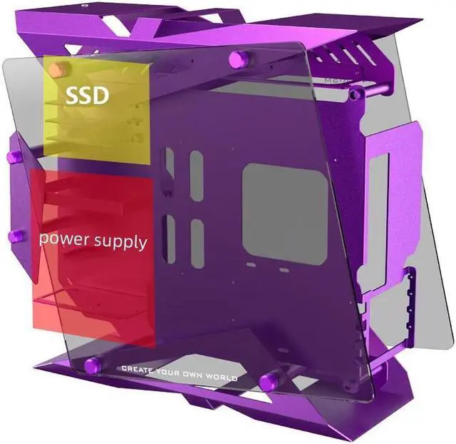 Alt view image 6 of 7 - Zeaginal ZC-22 Purple ATX Mid Tower Computer Case,Support 360mm Radiator Support ATX Motherboard USB3.0 Version Aluminum PC Case with 120mm*3 Black RGB Fans ZC-22 (Purple)