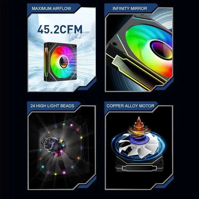 Alt view image 5 of 7 - UPSIREN UF1-4Pro 120mm Case Fan (White), ARGB Double Halo Light Effect, Shock Absorption and Low Noise, Support Motherboard Light Effect Synchronization 1pack White