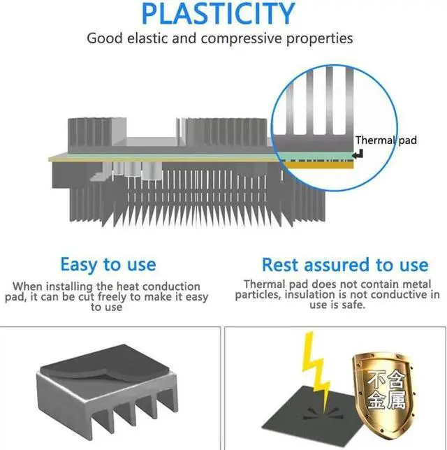 Alt view image 6 of 6 - UPSIREN OEM Thermal Pad 18W/mk Size 100x100mm Non Conductive Heat Resistance High Temperature Resistance Silicone Thermal Pads for Laptop Heatsink/GPU/CPU/LED Cooler 100 x 100 x 1.5 mm