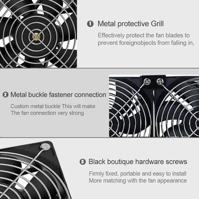 Alt view image 4 of 4 - Upsiren 120mm powerful Fan 6800RPM high-speed air volume server cooling system 100to220V BTC miner workstation cabinet fan