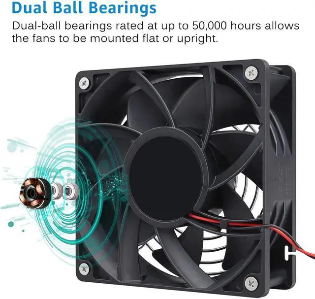 Alt view image 3 of 4 - Upsiren 120mm powerful Fan 6800RPM high-speed air volume server cooling system 100to220V BTC miner workstation cabinet fan