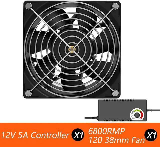 Main image of Upsiren 120mm powerful Fan 6800RPM high-speed air volume server cooling system 100to220V BTC miner workstation cabinet fan Single Fan with Controller