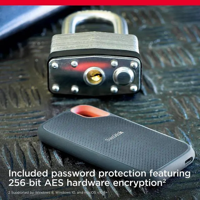 Alt view image 6 of 6 - SanDisk 2TB Extreme Portable SSD - Up to 1050MB/s - USB-C, USB 3.2 Gen 2 - External Solid State Drive - SDSSDE61-2T00-G25