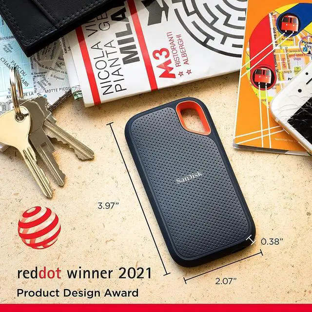 Alt view image 2 of 6 - SanDisk 2TB Extreme Portable SSD - Up to 1050MB/s - USB-C, USB 3.2 Gen 2 - External Solid State Drive - SDSSDE61-2T00-G25