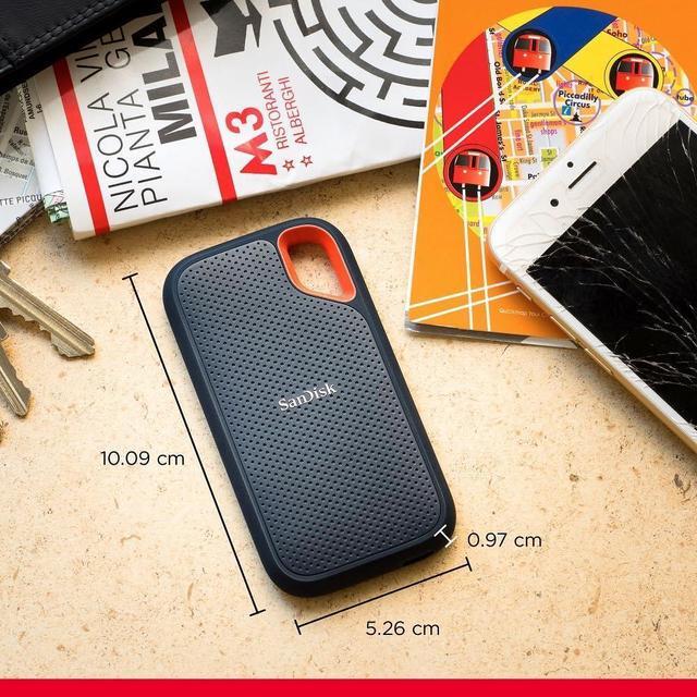 Alt view image 2 of 6 - SanDisk 1TB Extreme Portable SSD - Up to 1050MB/s - USB-C, USB 3.2 Gen 2 - External Solid State Drive - SDSSDE61-1T00-G25