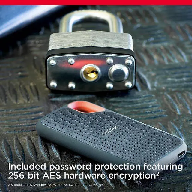 Alt view image 6 of 6 - SanDisk 4TB Extreme Portable SSD - Up to 1050MB/s - USB-C, USB 3.2 Gen 2 - External Solid State Drive - SDSSDE61-4T00-G25