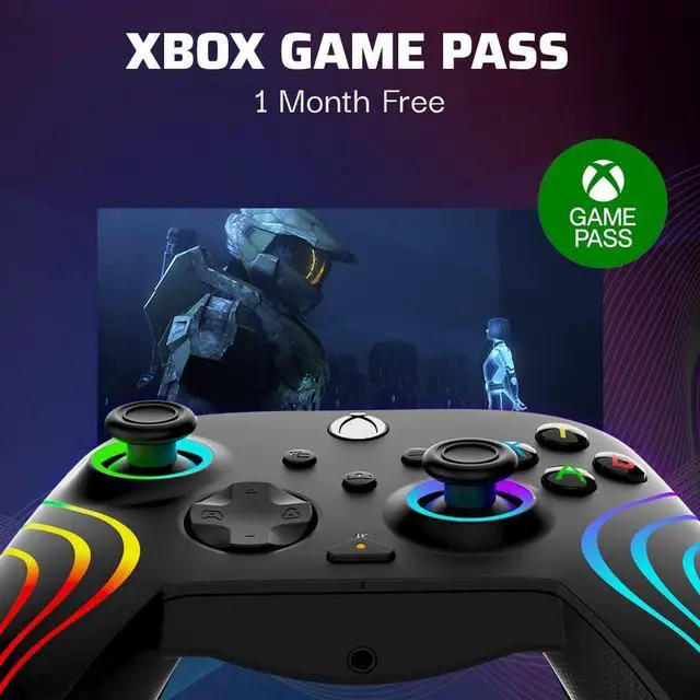 Alt view image 6 of 7 - PDP Afterglow Wave Wired LED Controller for Xbox Series X|S/Xbox One/PC, RGB Lights, Customizable/App Supported - Black