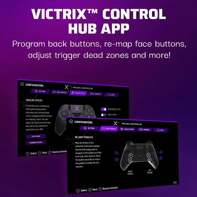 Alt view image 7 of 8 - PDP Victrix Pro BFG Wireless Gaming Controller for Playstation 5 / PS5 - Wired or Wireless Power, Mappable Back Buttons, Customizable Triggers/Paddles, App Support (PC)