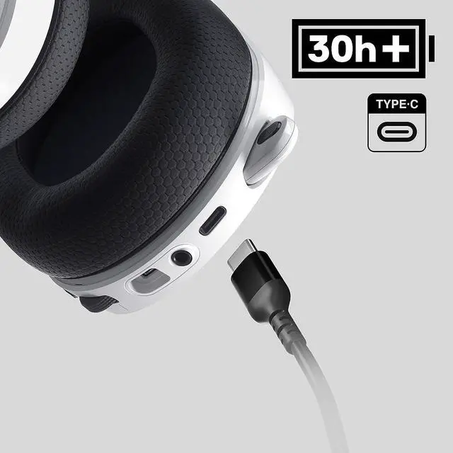 Alt view image 4 of 7 - SteelSeries Arctis 7+ Wireless Gaming Headset  Lossless 2.4 GHz  30 Hour Battery Life  USB-C  7.1 Surround  For PC, PS5, PS4, Mac, Android and Switch  White
