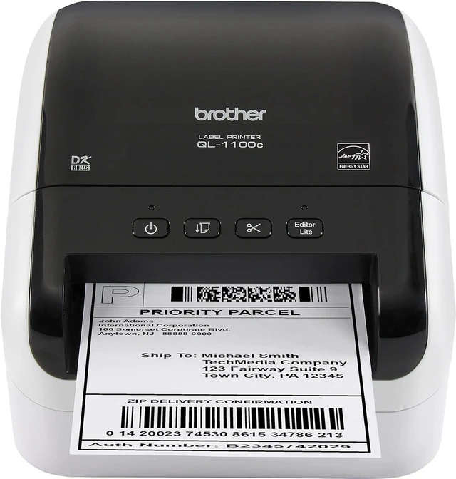 Alt view image 2 of 6 - Brother QL-1100C Wide Format, Postage and Barcode Professional Thermal Label Printer, Black
