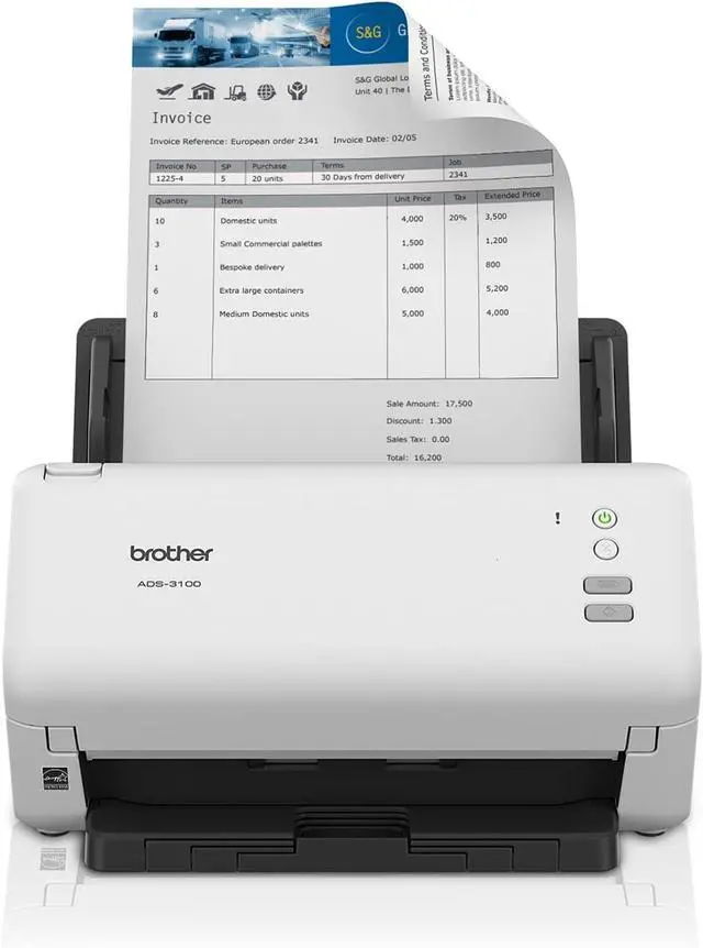 Main image of Brother ADS-3100 High-Speed Desktop Scanner | Compact with Scan Speeds of Up to 40ppm