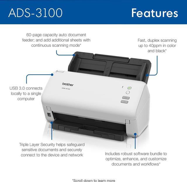 Brother ADS4700W Professional Desktop Document Scanner for Business  Workgroups 