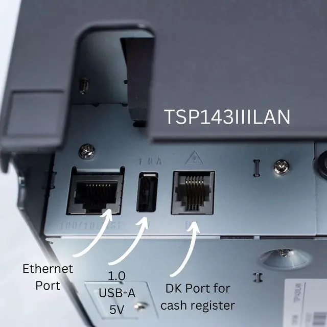 Alt view image 3 of 4 - Star Micronics TSP143IIILAN Ethernet (LAN) Thermal Receipt Printer with Auto-Cutter and Internal Power Supply - Gray