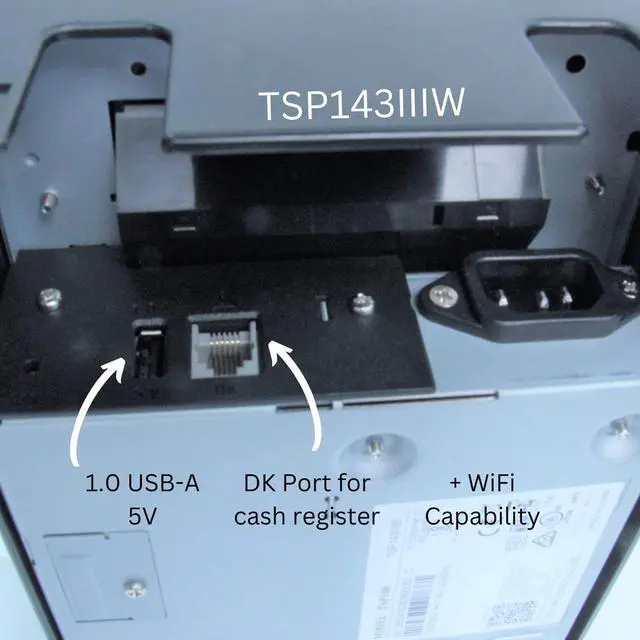 Alt view image 3 of 4 - Star Micronics TSP143IIIW Wi-Fi (WLAN) Thermal Receipt Printer with Wireless Access Point, WPS, Cutter, and Internal Power Supply - Gray