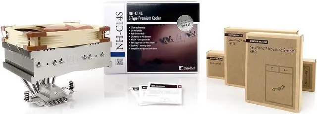 Alt view image 4 of 5 - Noctua NH-C14S, Premium CPU Cooler with NF-A14 PWM 140mm Fan (Brown)