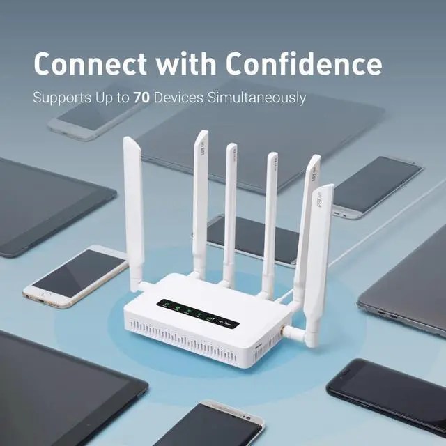 Alt view image 6 of 7 - GL.iNet GL-X3000 (Spitz AX) 5G NR AX3000 Cellular Gateway Router, Wi-Fi 6, Multi-WAN, & Detachable Antennas, Dual-SIM, OpenVPN & WireGuard, OpenWrt, MU-MIMO, RV, T-Mobile & AT&T IoT Device Certified