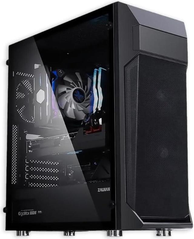 Main image of Zalman Z1 Plus ATX Mid-Tower Desktop PC Case, 3 x 120mm Fans Pre-Installed, 5.25" ODD Support, High Airflow Mesh Front Panel, Tempered Glass Side Panel