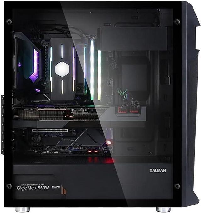 Alt view image 6 of 7 - Zalman Z1 Plus ATX Mid-Tower Desktop PC Case, 3 x 120mm Fans Pre-Installed, 5.25" ODD Support, High Airflow Mesh Front Panel, Tempered Glass Side Panel