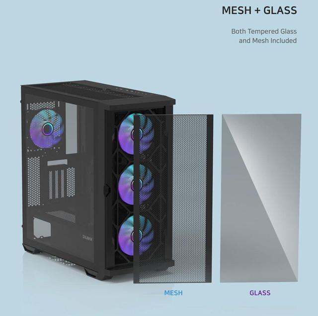 Alt view image 2 of 7 - Zalman Z10 Duo E-ATX Mid-Tower Premium Gaming PC Case, 4 x Infinity Mirror ARGB Fans, Tempered Glass with Interchangeable Mesh Front Panel, USB-C and USB 3.0