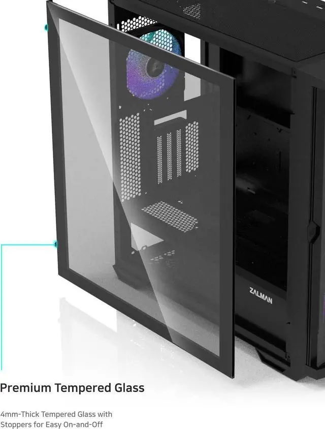 Alt view image 4 of 7 - Zalman Z10 Duo E-ATX Mid-Tower Premium Gaming PC Case, 4 x Infinity Mirror ARGB Fans, Tempered Glass with Interchangeable Mesh Front Panel, USB-C and USB 3.0