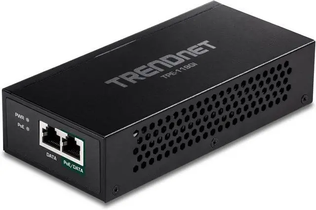 Main image of TRENDnet Gigabit PoE++ Injector, Convert A Non-PoE Port To A PoE++ Gigabit Port, PoE (15.4W), PoE+ (30W), Or PoE++ (95W), Up to 100m (328 ft), Integrated Power Supply, Black, TPE-119GI