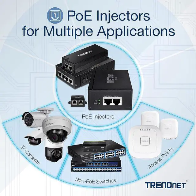 Alt view image 6 of 14 - TRENDnet Gigabit PoE++ Injector, Convert A Non-PoE Port To A PoE++ Gigabit Port, PoE (15.4W), PoE+ (30W), Or PoE++ (95W), Up to 100m (328 ft), Integrated Power Supply, Black, TPE-119GI