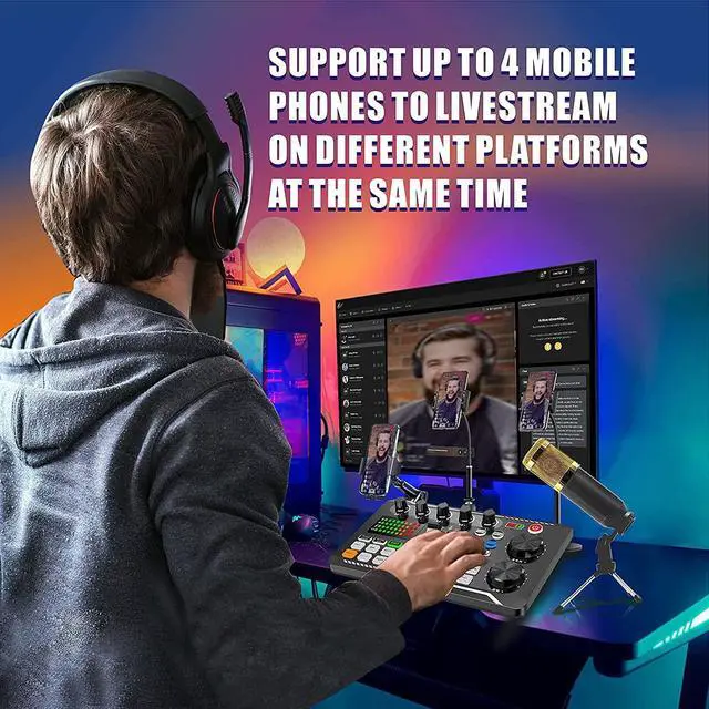 Alt view image 4 of 6 - SATEER Podcast Microphone Bundle, BM-800 Condenser Mic with Live Sound Card Kit, Podcast Equipment Bundle with voice changer and Mixer functions for PC Smartphone Studio Recording & Broadcasting