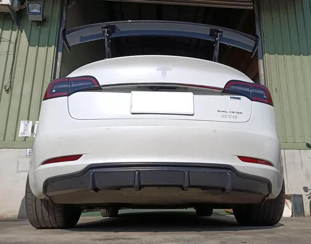 Alt view image 2 of 7 - Fit for  2018-2021 Model 3 Fastback Sedan Rear Bumper Diffuser Unapinted