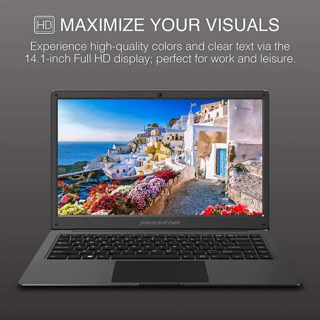 Alt view image 2 of 6 - Packard Bell CloudBook 14.1 inch Laptop, Full HD Display, Windows 11 Home S Mode, Intel Celeron N4020 Quad Core, 4GB RAM, 128GB Memory SSD, WiFi Connectable, HD Camera, 180 Degree Hinge