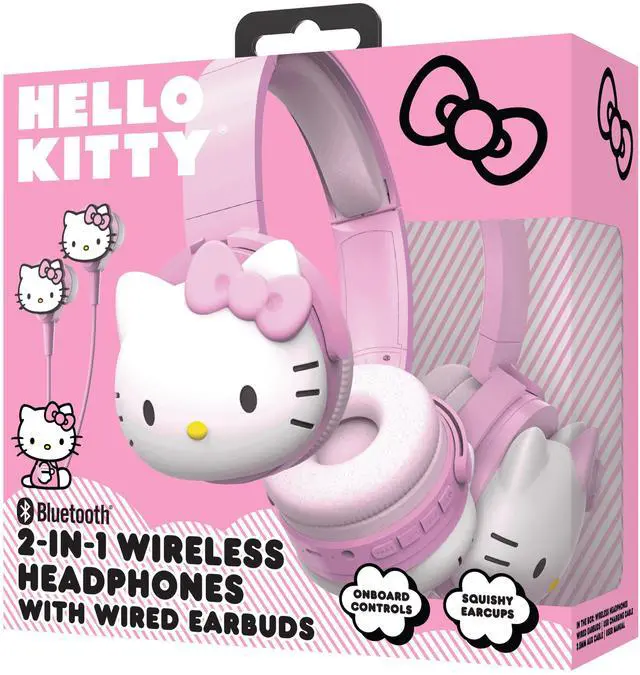 Alt view image 4 of 5 - Hello Kitty 2-in-1 Wireless Bluetooth Headphones with Wired Earbuds