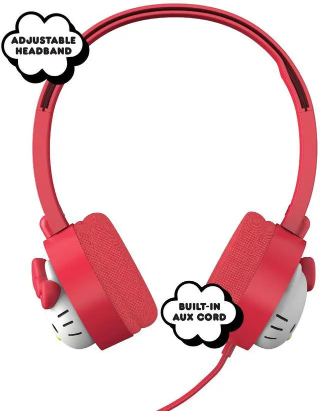 Alt view image 2 of 3 - Hello Kitty Wired Headphones with Built-in Aux Cord, Adjustable Headband & Squishy Earcups