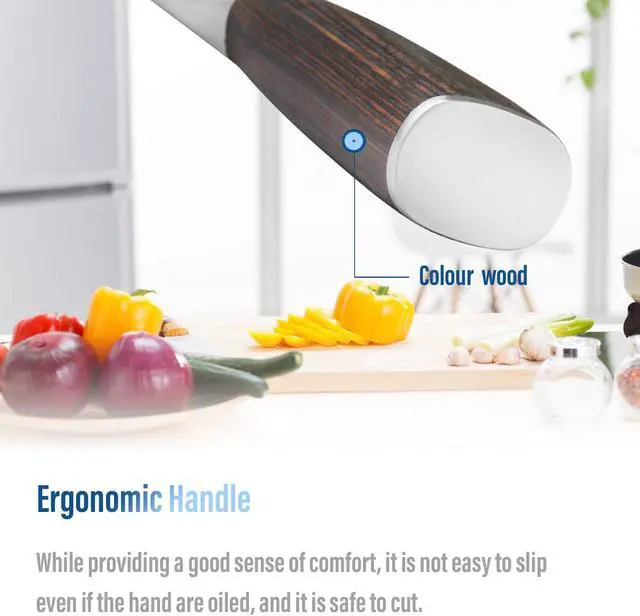 Alt view image 6 of 6 - WELLHOME Kitchen Chef Knife 8 Inch - Sharp Damascus Pattern High Carbon Stainless Steel Professional Chef's Knives for Meat and Vegetable Cutting