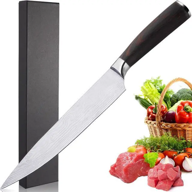 Main image of WELLHOME Kitchen Chef Knife 8 Inch - Sharp Damascus Pattern High Carbon Stainless Steel Professional Chef's Knives for Meat and Vegetable Cutting