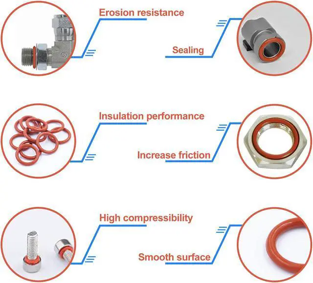 Alt view image 2 of 5 - WELLHOME Silicone O-Ring - Resist Oil and Heat Round O-Rings Rubber Assortment Set for Auto, Plumbing and Faucet, 10 Different Sizes Total 351 Pcs