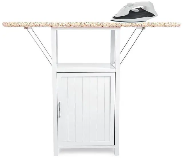 Main image of WELLHOME Foldable Ironing Board Cabinet with Storage, Solid Wood Fold Down