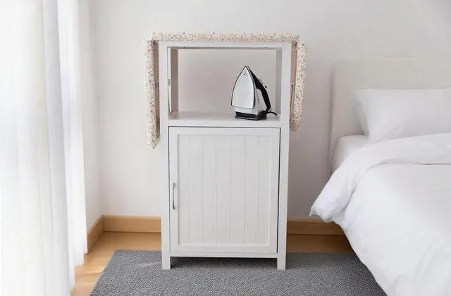Alt view image 4 of 6 - WELLHOME Foldable Ironing Board Cabinet with Storage, Solid Wood Fold Down