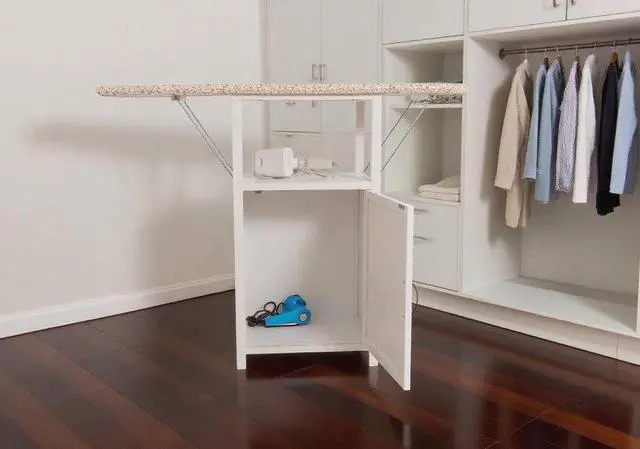 Alt view image 5 of 6 - WELLHOME Foldable Ironing Board Cabinet with Storage, Solid Wood Fold Down