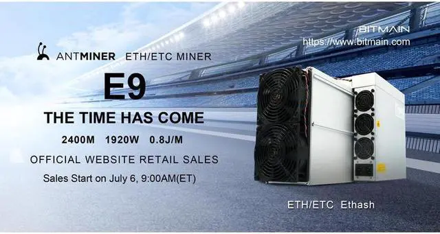 Alt view image 6 of 6 - Antminer E9 2.4gh Ethash Algorithm 2400Mh/S 1920W ETH/ETC Miner Master With Power Supply Included