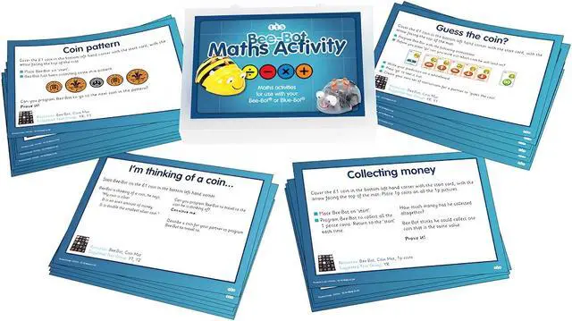 Main image of Math Activity Cards with Storage Box for Bee-Bot or Blue-Bot Floor Robot Coding Toy, Kids Educational Programming STEM Programmable Teaching Learning Students Classroom Activity Toys