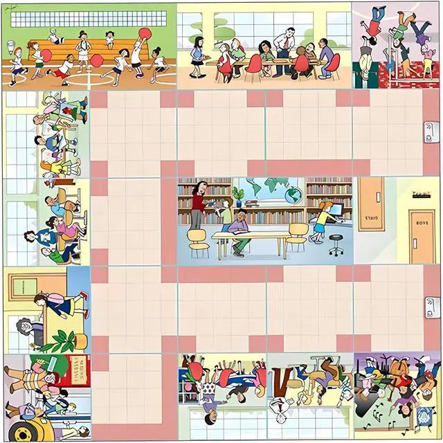 Main image of School Mat for Bee-Bot or Blue-Bot, Kids Educational Coding Robots Playmat, Preschool Elementary Activity Play Mats for Programmable Robotics for Boys and Girls Play Mats