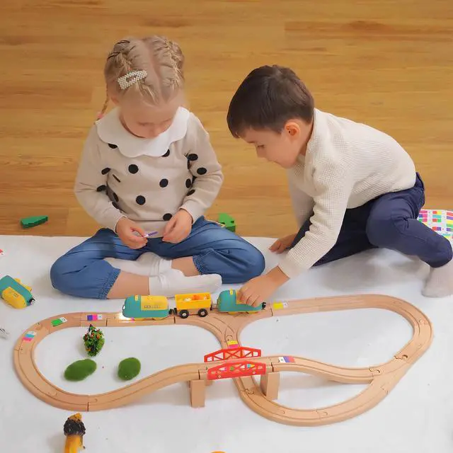 Alt view image 2 of 5 - Robobloq Coding Express Toy Train Set. Wooden play Set, Preschool Educational toy