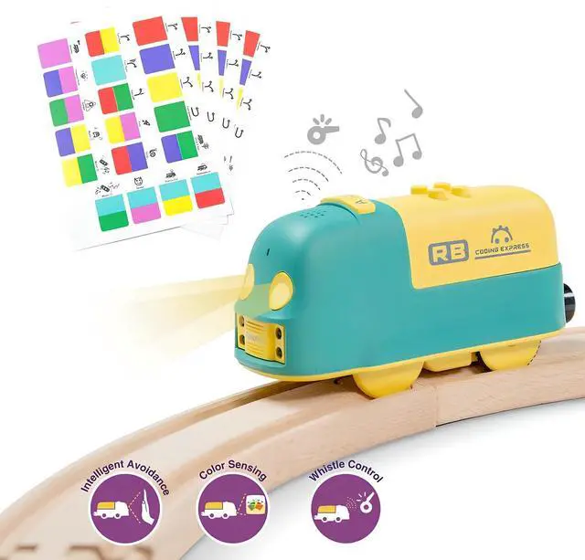 Alt view image 5 of 5 - Robobloq Coding Express Toy Train Set. Wooden play Set, Preschool Educational toy