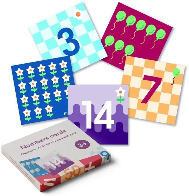 Main image of Primo Thematic Number Cards for Cubetto Transparent Pocket Mat | STEM Educational Programming Robot Activity Cards Set
